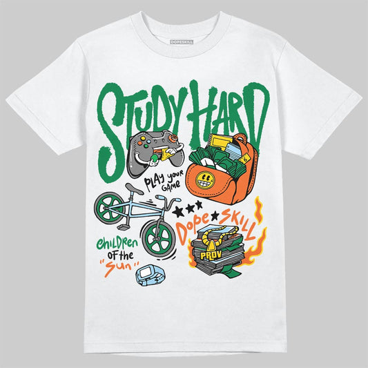 Green Sneakers DopeSkill T-Shirt Study Hard Graphic Streetwear - White 