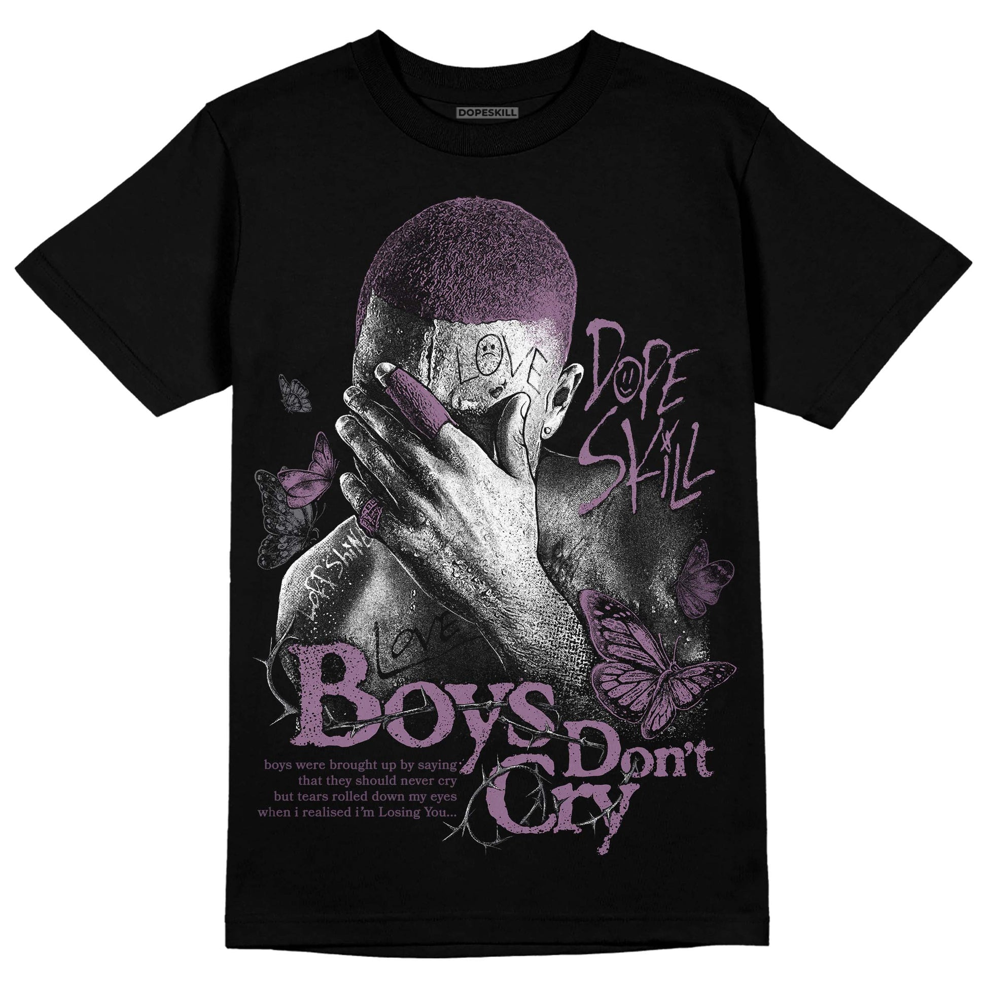 Jordan 2 “Mauve/Off-Noir” DopeSkill T-Shirt Boys Don't Cry Graphic Streetwear - Black