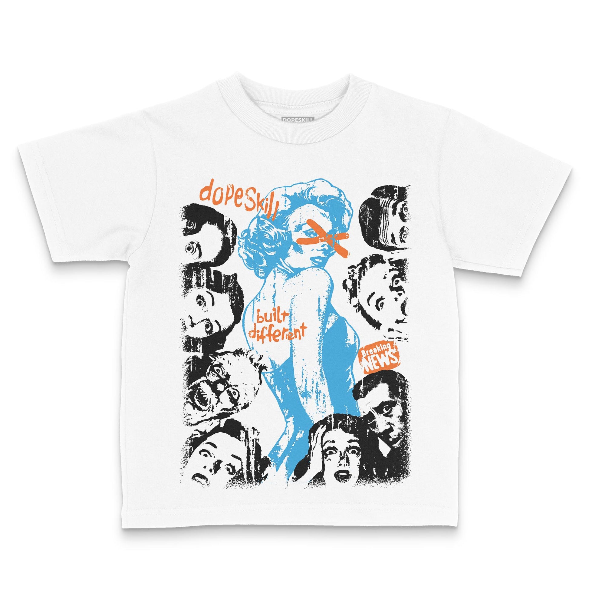 Jordan 1 High OG “UNC” Reimagined DopeSkill Toddler Kids T-shirt Built Different Streetwear - White
