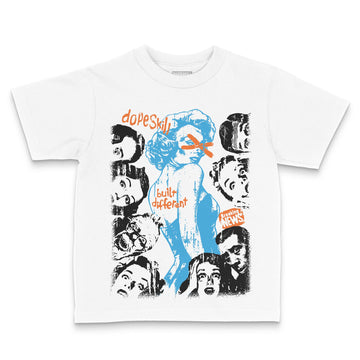 Jordan 1 High OG “UNC” Reimagined DopeSkill Toddler Kids T-shirt Built Different Streetwear - White