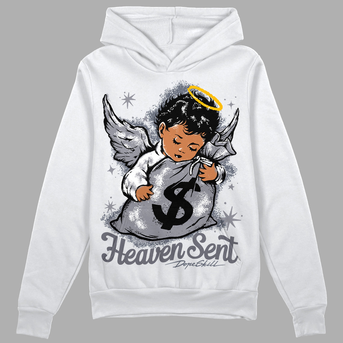 Jordan 14 Retro 'Stealth' DopeSkill Hoodie Sweatshirt Heaven Sent Graphic Streetwear - White