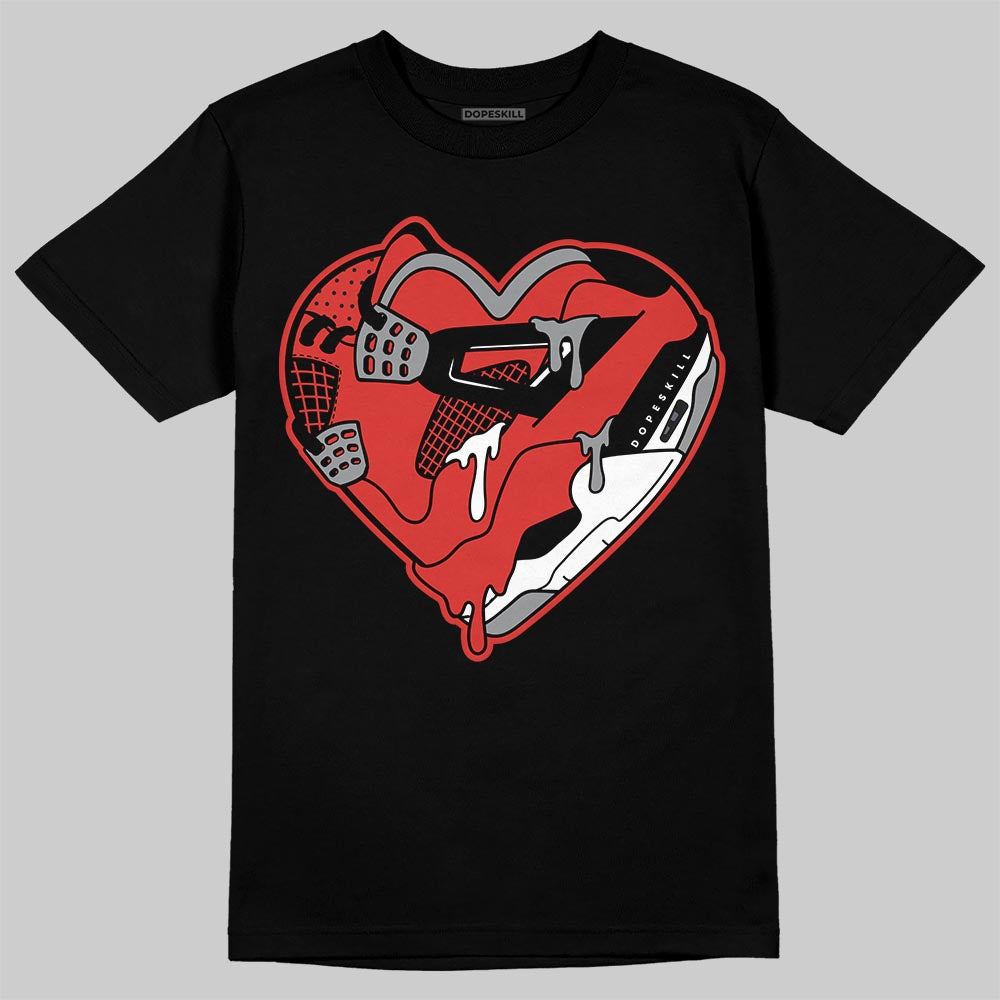 Jordan 4 Retro Toro Bravo DopeSkill T-Shirt Heart Jordan 4 Graphic Streetwear - Black