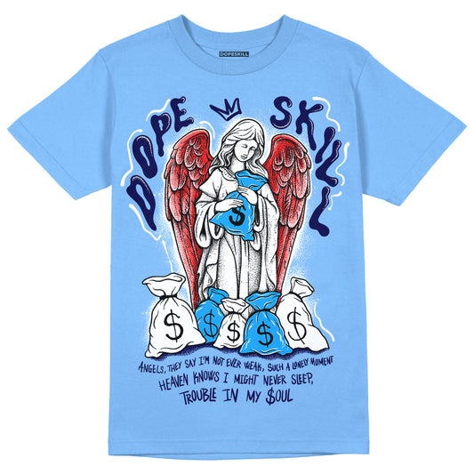 Dunk Low Retro White Polar Blue DopeSkill University Blue T-shirt Angels Graphic Streetwear