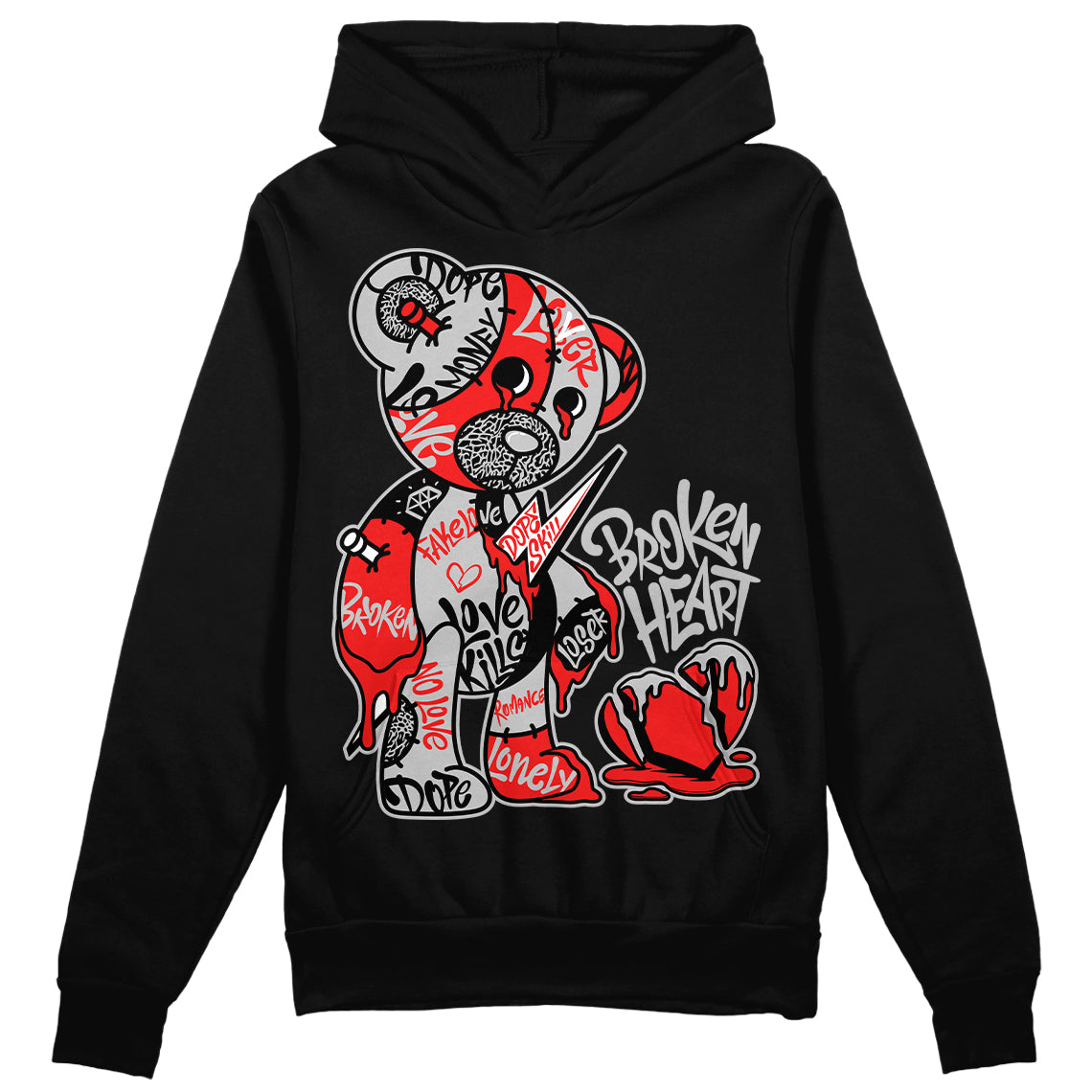 Jordan Spizike Low Bred DopeSkill Hoodie Sweatshirt Broken Heart Graphic Streetwear - Black