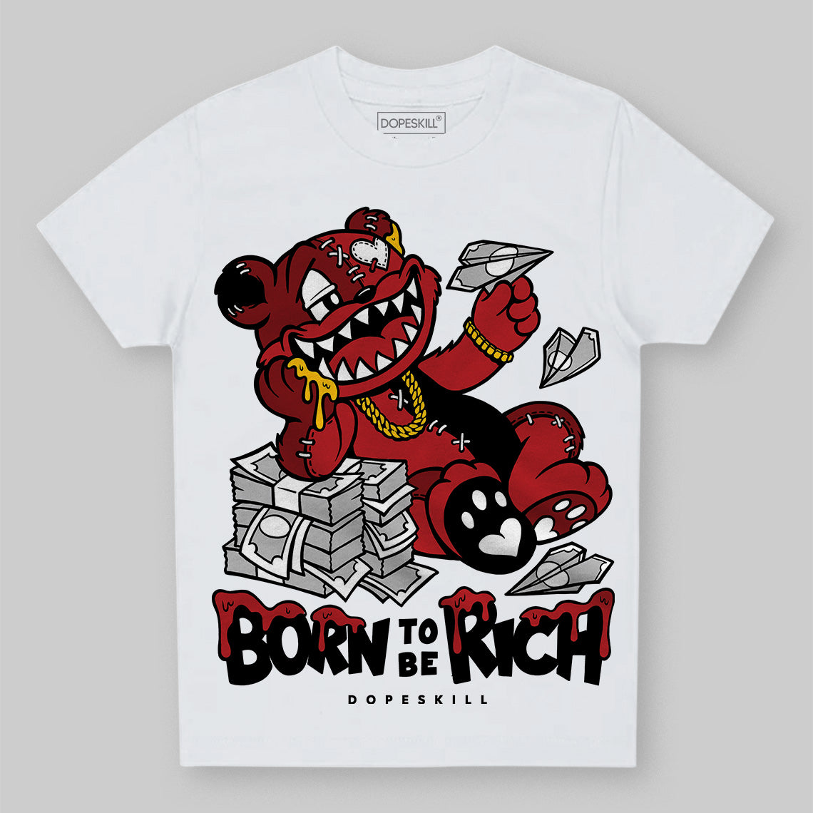 Jordan 12 Retro Flu Game (2025) DopeSkill Toddler Kids T-shirt Born To Be Rich Graphic Streetwear - White