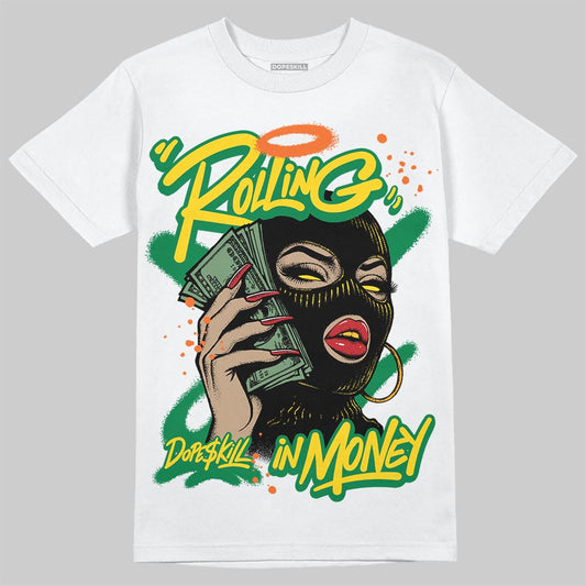 Green Sneakers DopeSkill T-Shirt Rolling in Money Graphic Streetwear - White 