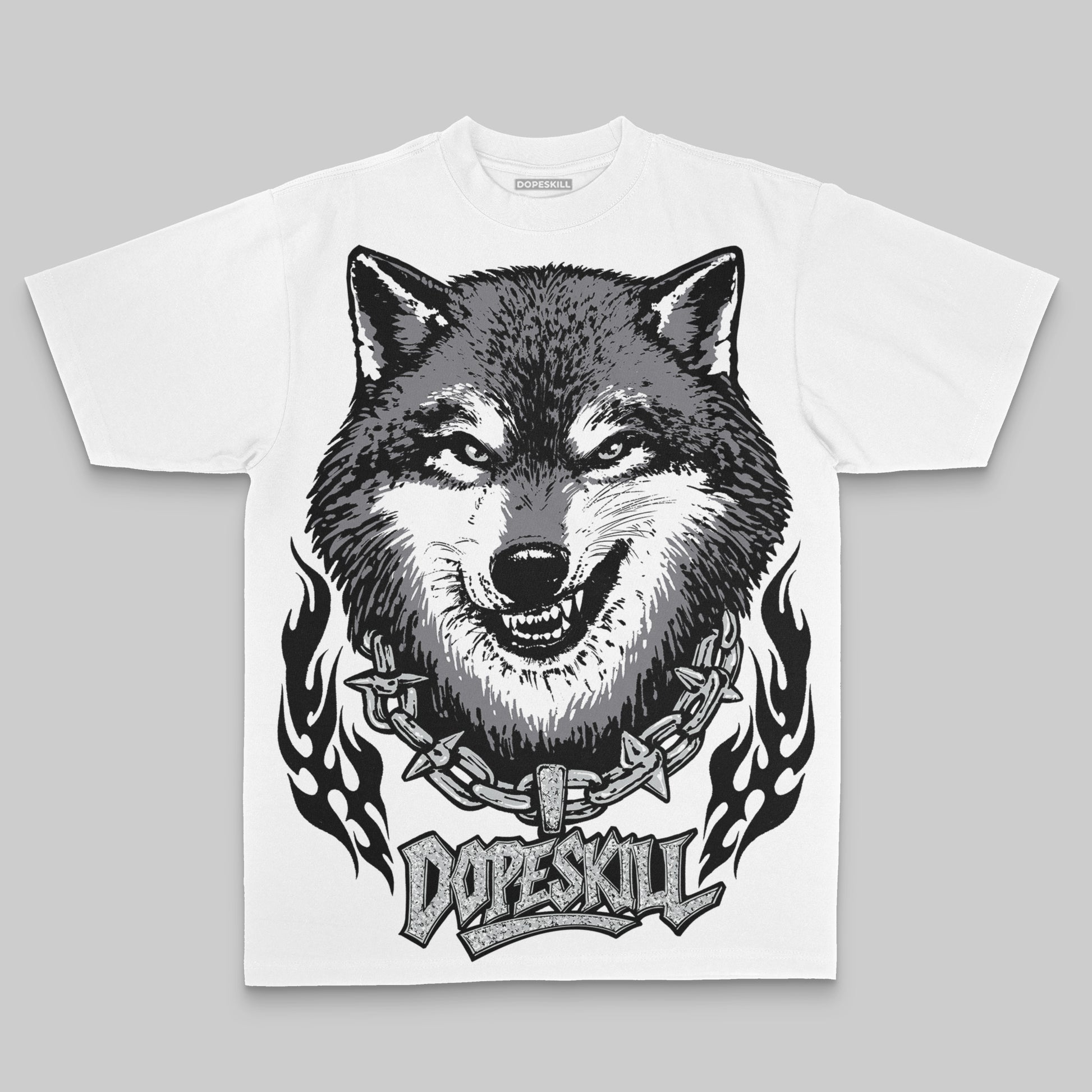 Jordan 12 Black Wolf Grey DopeSkill Oversized Print T-Shirt Wolf Grey Graphic Streetwear - White
