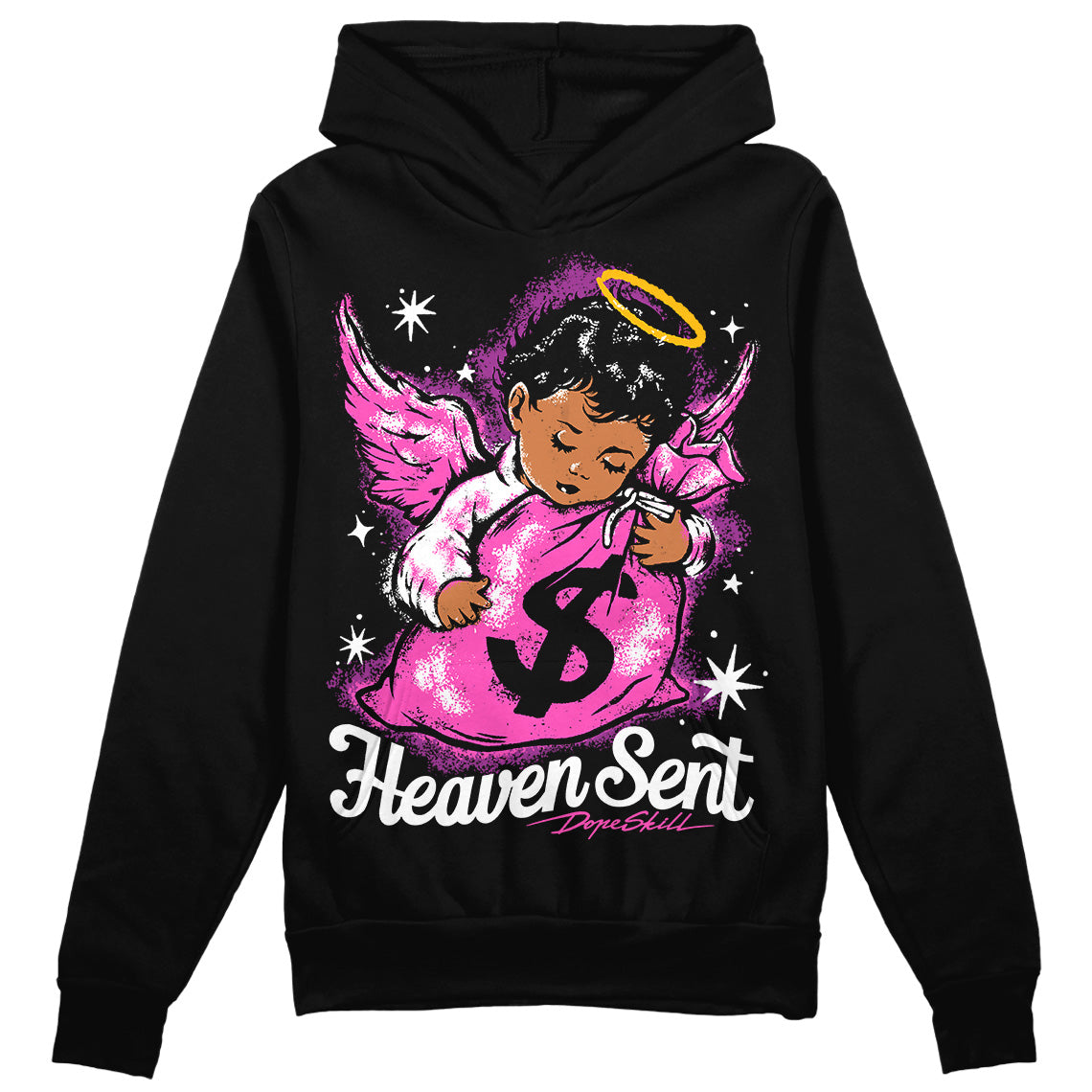 Jordan 4 GS “Hyper Violet” DopeSkill Hoodie Sweatshirt Heaven Sent Graphic Streetwear - Black