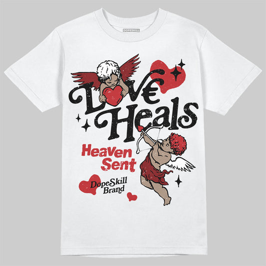 Jordan 12 Retro Flu Game (2025) DopeSkill T-Shirt New Love Heals Graphic Streetwear - White