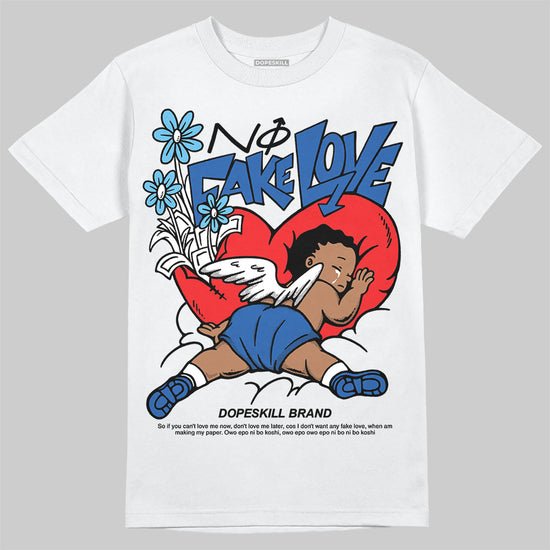 Jordan 12 “Blueberry” DopeSkill T-Shirt No Fake Love Graphic Streetwear - White