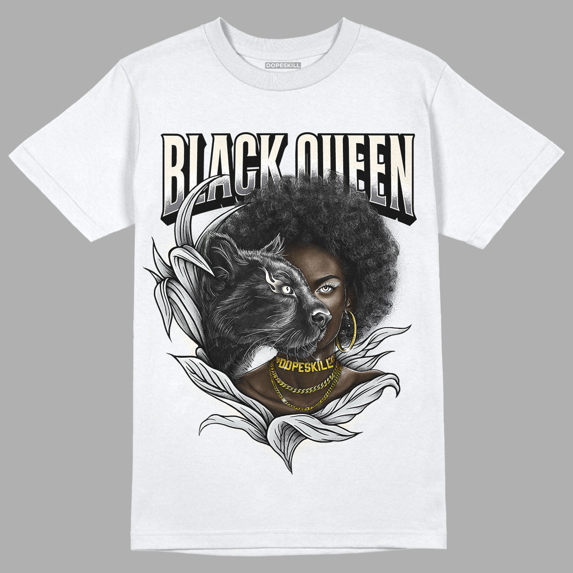 Jordan 1 Retro Low OG Black Cement DopeSkill T-Shirt New Black Queen Graphic Streetwear - White