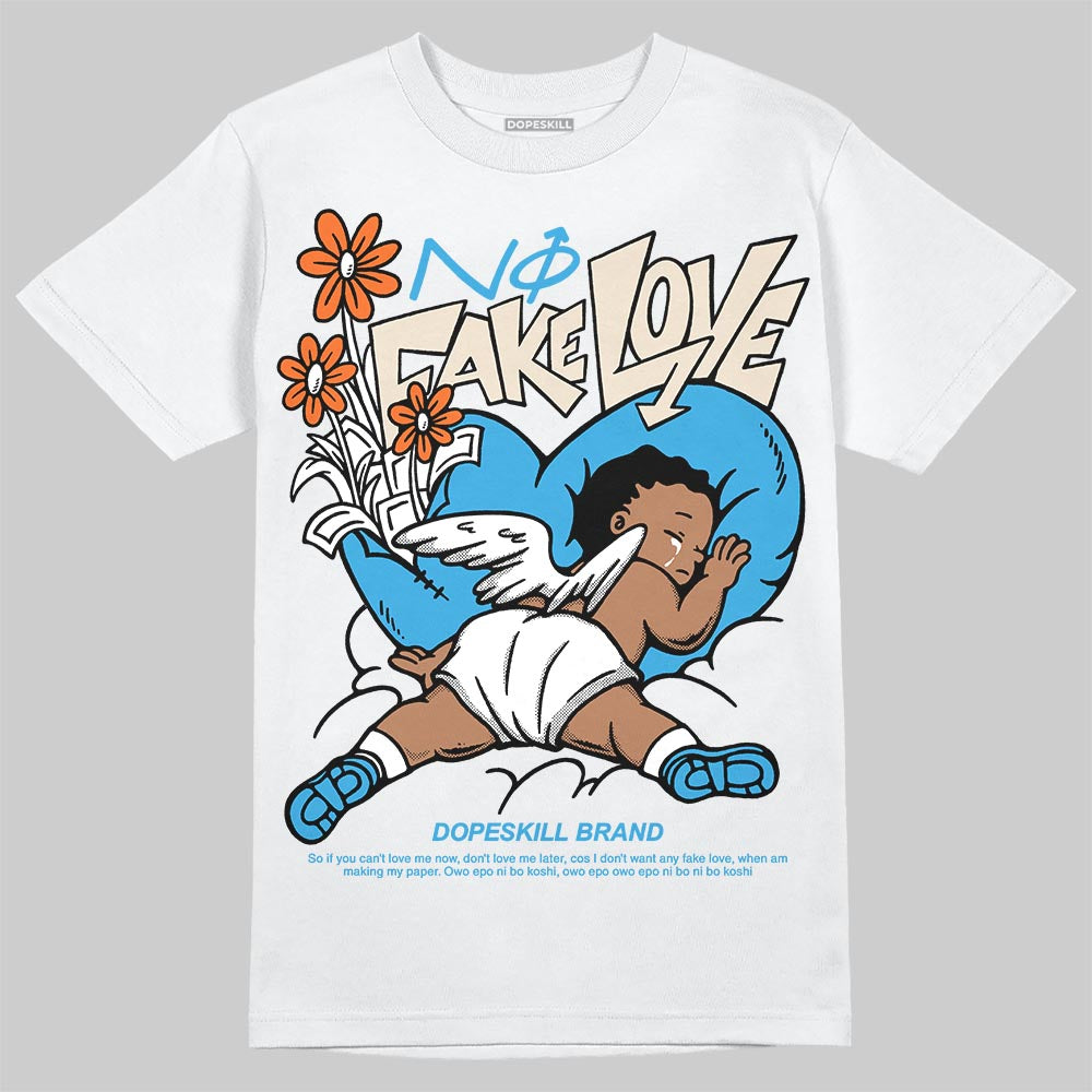 Jordan 1 High OG “UNC” Reimagined DopeSkill T-Shirt No Fake Love Graphic Streetwear  White