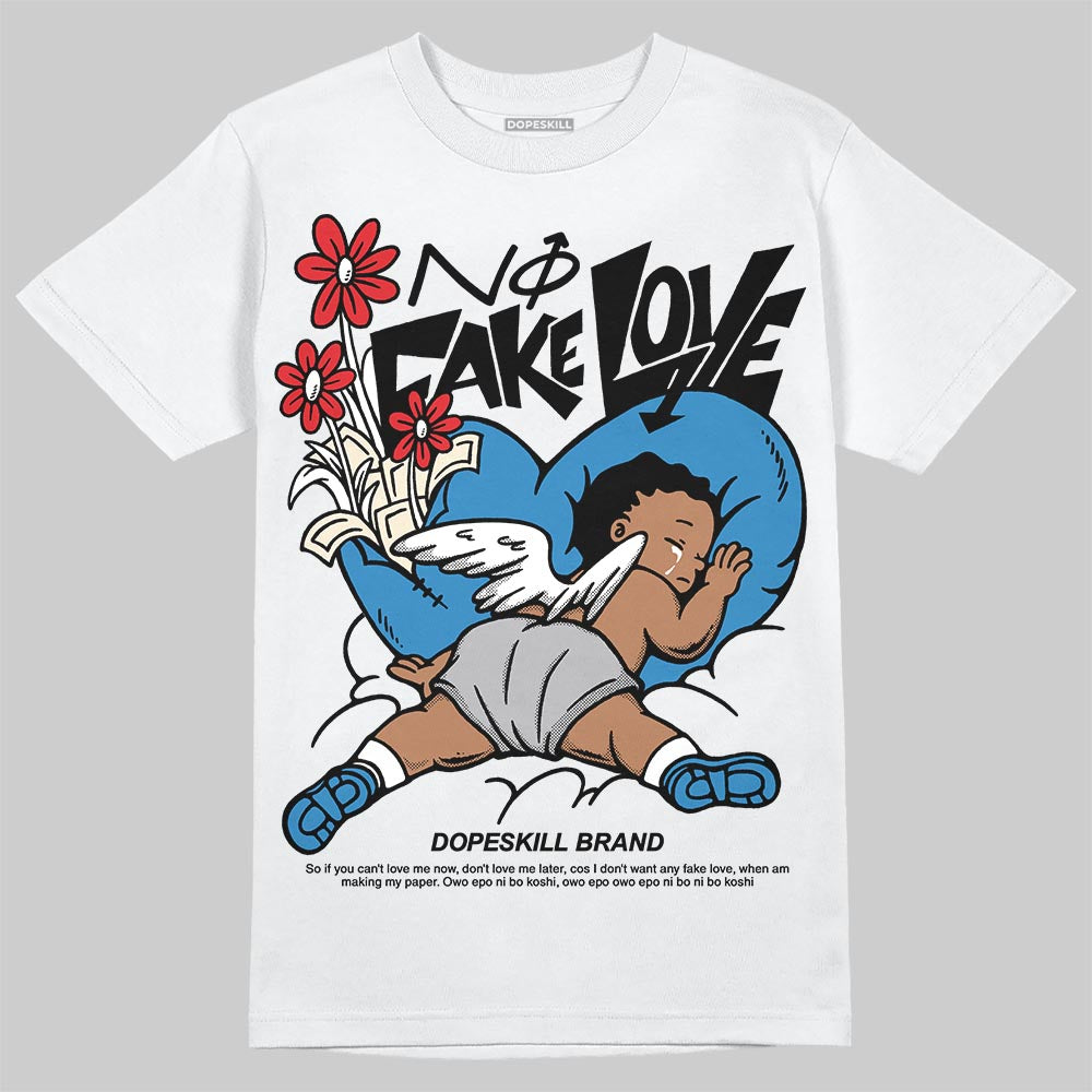 Jordan 3 Retro OG Rare Air DopeSkill T-Shirt No Fake Love Graphic Streetwear - White