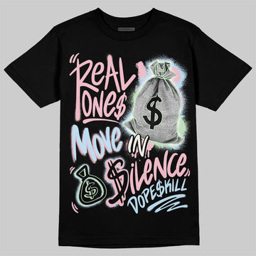 Jordan 4 Retro Valentine's Day (2026) (GS) DopeSkill T-Shirt Real Ones Move In Silence Graphic Streetwear - Black