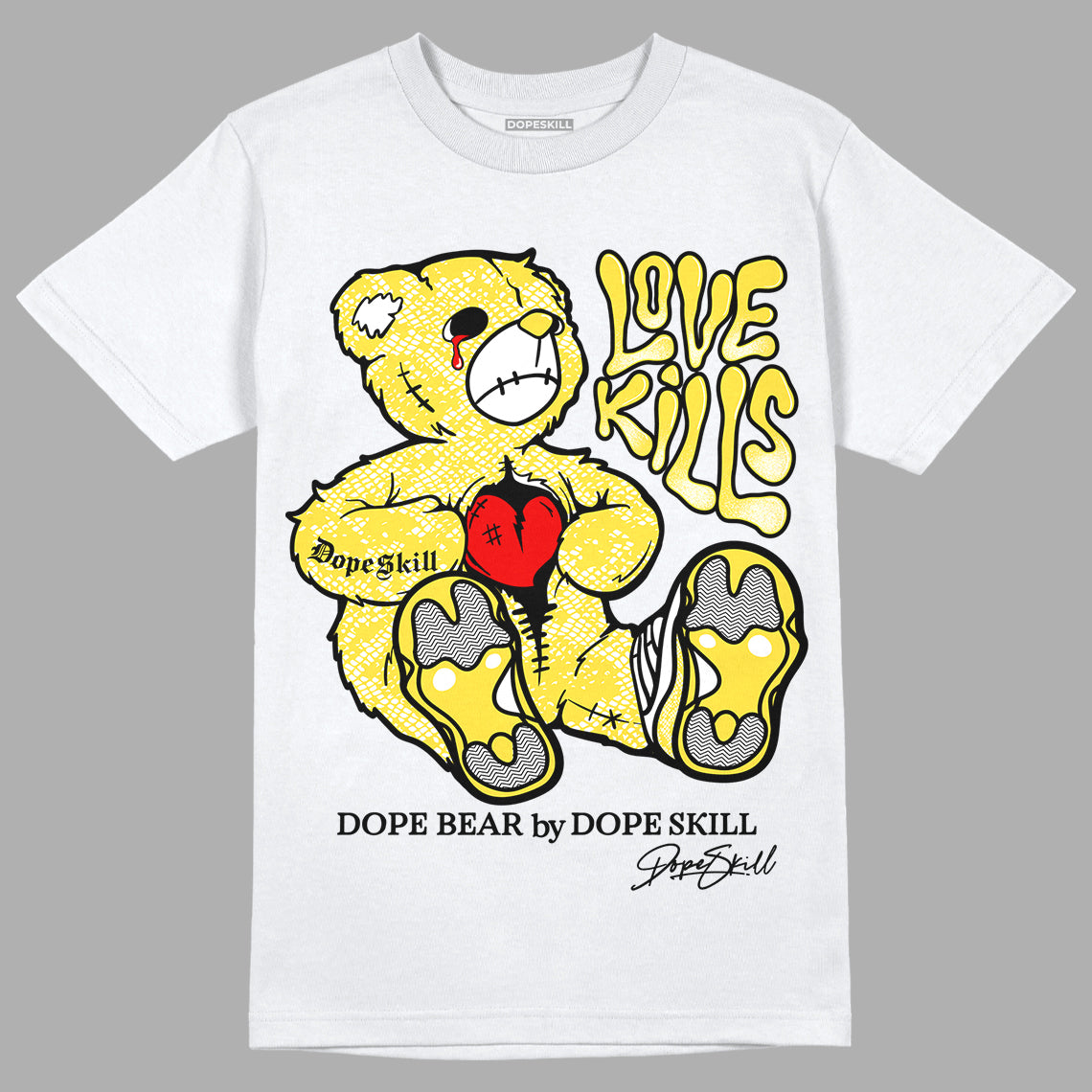 Jordan 11 Low 'Yellow Snakeskin' DopeSkill T-Shirt Love Kills Graphic Streetwear - White