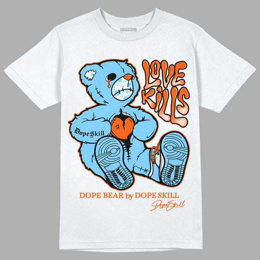 Dunk Low Futura University Blue DopeSkill T-Shirt Love Kills Graphic Streetwear - White