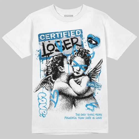 Jordan 4 Retro Military Blue DopeSkill T-Shirt Certified Lover Graphic Streetwear - White 
