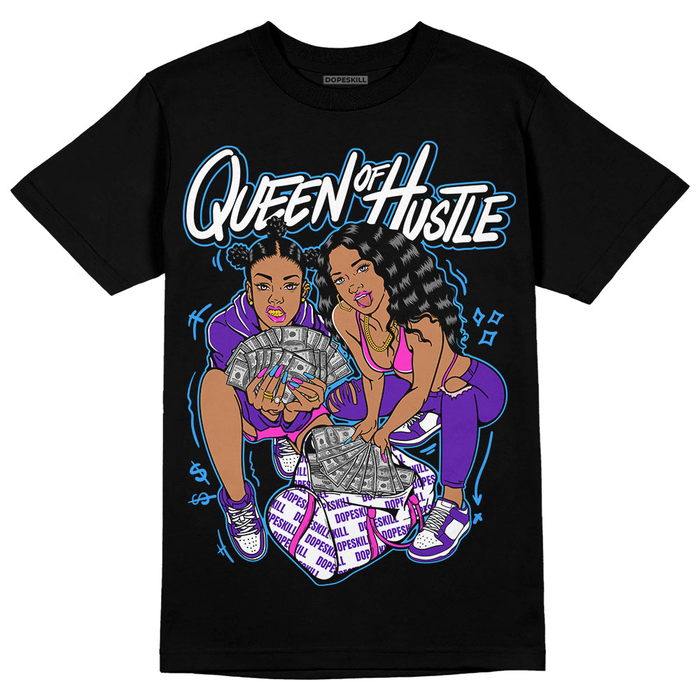 Dunk Low Championship Court Purple DopeSkill T-Shirt Queen Of Hustle Graphic Streetwear - Black