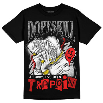 Jordan Spizike Low Bred DopeSkill T-Shirt Sorry I've Been Trappin Graphic Streetwear - Black