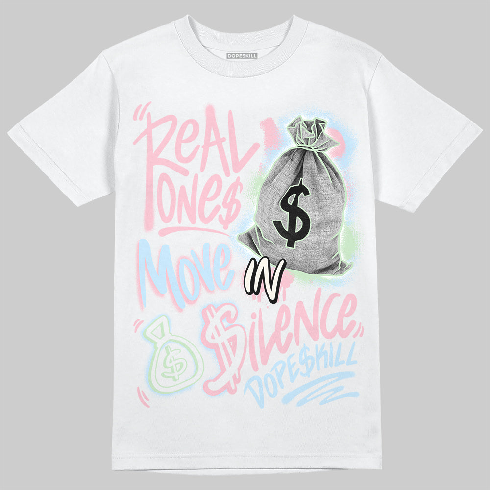 Jordan 4 Retro Valentine's Day (2026) (GS) DopeSkill T-Shirt Real Ones Move In Silence Graphic Streetwear - White