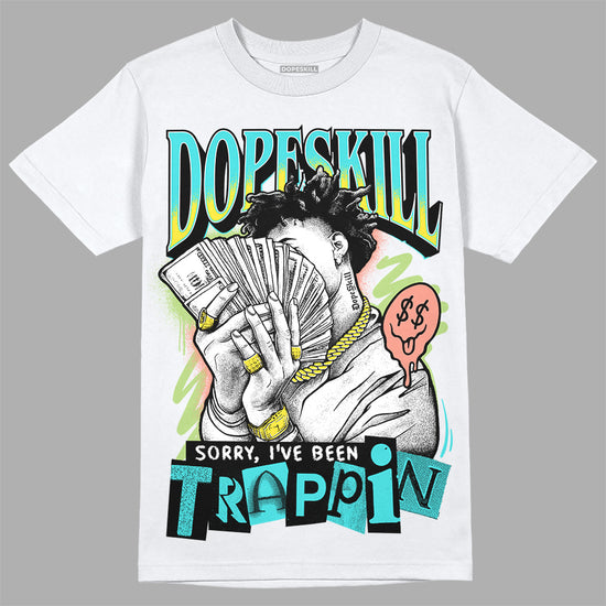 New Balance 9060 “Cyan Burst” DopeSkill T-Shirt Sorry I've Been Trappin Graphic Streetwear - White