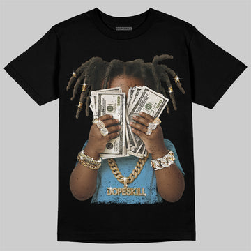 Jordan 14 Retro Black and University Blue DopeSkill T-Shirt Rich Youth Graphic Streetwear - Black