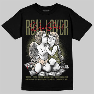 Travis Scott x Jordan 1 Medium Olive DopeSkill T-Shirt Real Lover Graphic Streetwear - Black