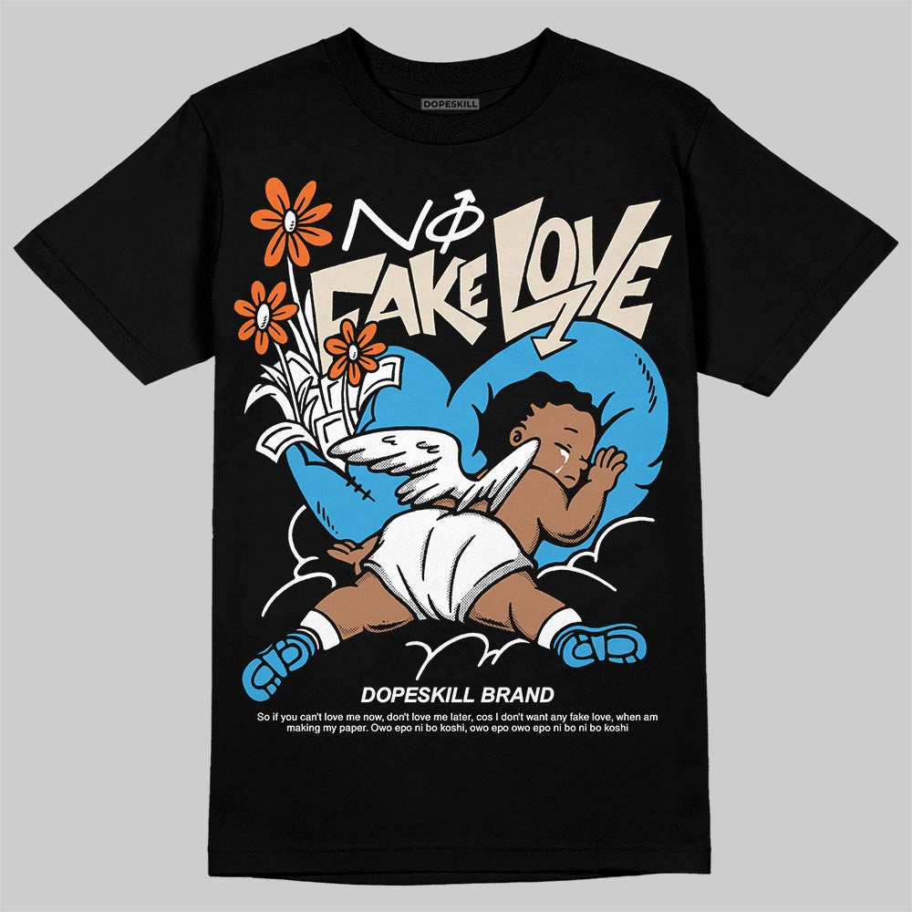 Jordan 1 High OG “UNC” Reimagined DopeSkill T-Shirt No Fake Love Graphic Streetwear - Black