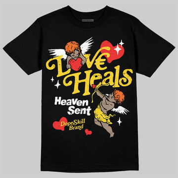 Jordan 4 Thunder DopeSkill T-Shirt New Love Heals Graphic Streetwear - Black