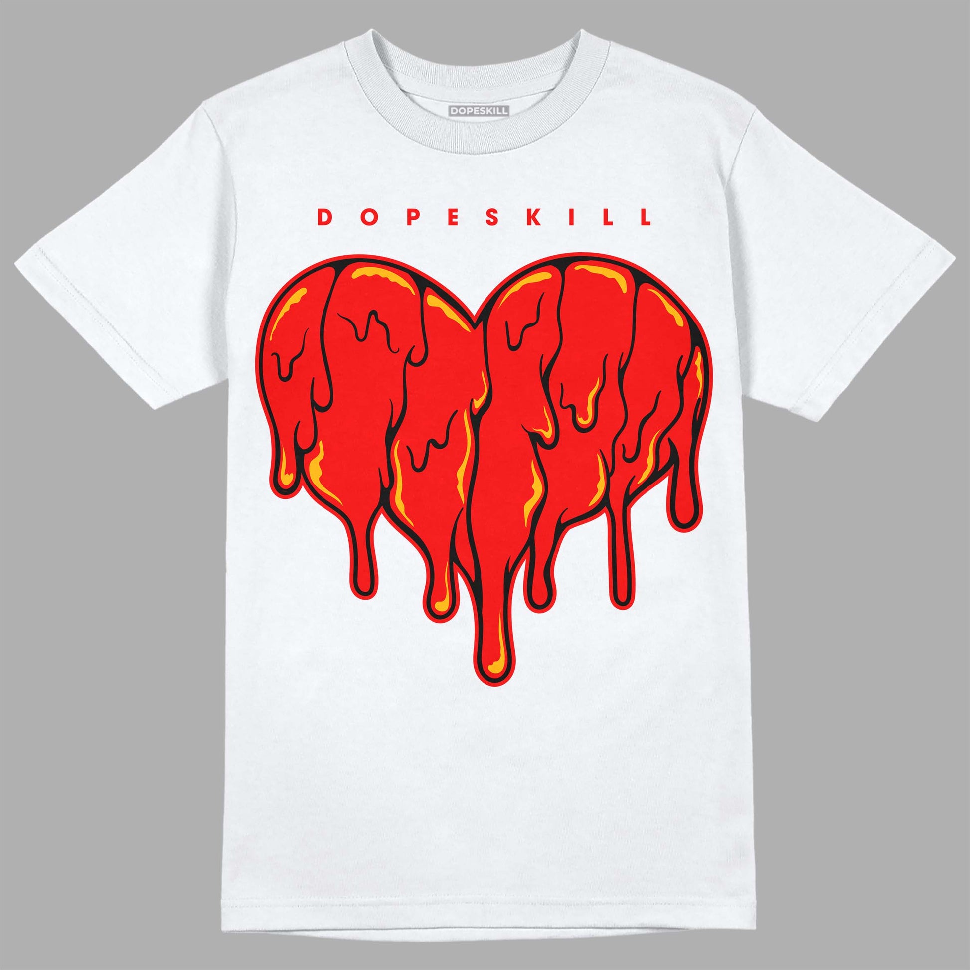 Red Sneakers DopeSkill T-Shirt Slime Drip Heart Graphic Streetwear - White