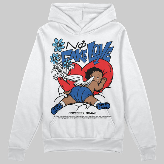 Jordan 12 “Blueberry” DopeSkill Hoodie Sweatshirt No Fake Love Graphic Streetwear - White