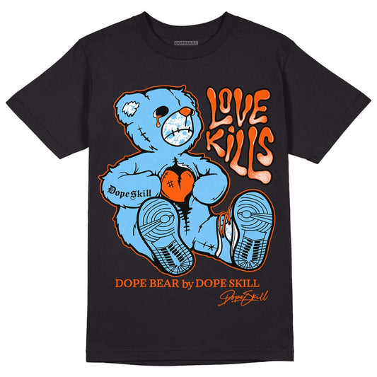 Dunk Low Futura University Blue DopeSkill T-Shirt Love Kills Graphic Streetwear - Black