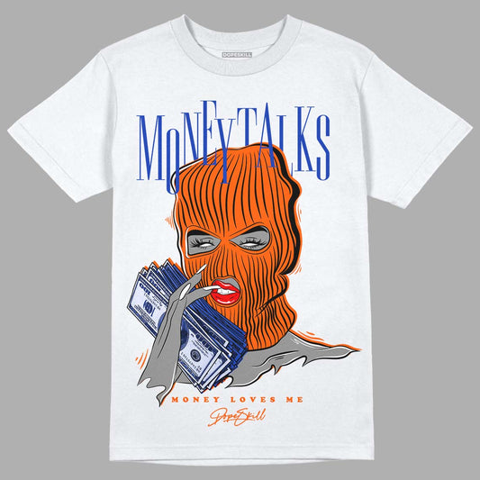 Dunk Low Futura Orange Blaze DopeSkill T-Shirt Money Talks Graphic Streetwear - White