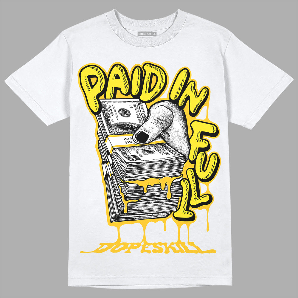 Jordan 4 Retro “Vivid Sulfur” DopeSkill T-Shirt Paid In Full Graphic Streetwear - White 