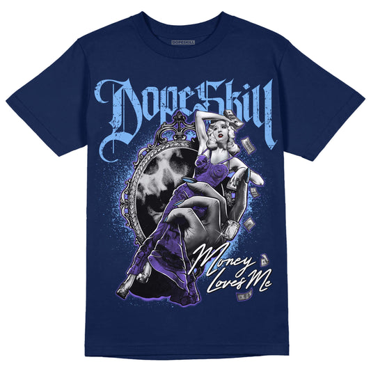 Jordan 5 SE “Georgetown” DopeSkill Midnight Navy T-Shirt Money Loves Me Graphic Streetwear