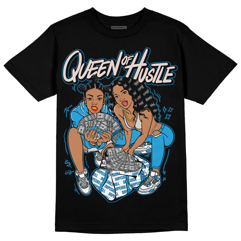 Jordan 4 Retro Military Blue DopeSkill T-Shirt Queen Of Hustle Graphic Streetwear - Black