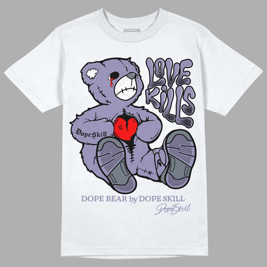 Jordan 5 Retro Low Indigo Haze DopeSkill T-Shirt Love Kills Graphic Streetwear  - White 