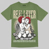 Travis Scott x Jordan 1 Medium Olive DopeSkill Olive T-shirt Real Lover Graphic Streetwear