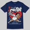 Jordan 4 SB “Summit White/Navy” DopeSkill T-Shirt No Fake Love Graphic Streetwear - Navy