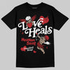 Jordan 12 Retro Flu Game (2025) DopeSkill T-Shirt New Love Heals Graphic Streetwear - Black