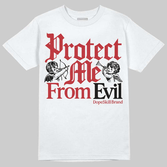 Jordan 5 Retro Fire Red Black Tongue (2025) DopeSkill T-Shirt Protect Me From Evil Graphic Streetwear - White