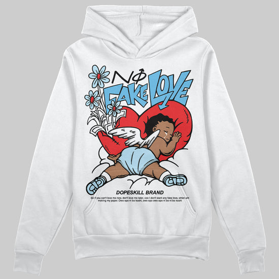 Jordan 11 Retro Legend Blue DopeSkill Hoodie Sweatshirt No Fake Love Graphic Streetwear - White