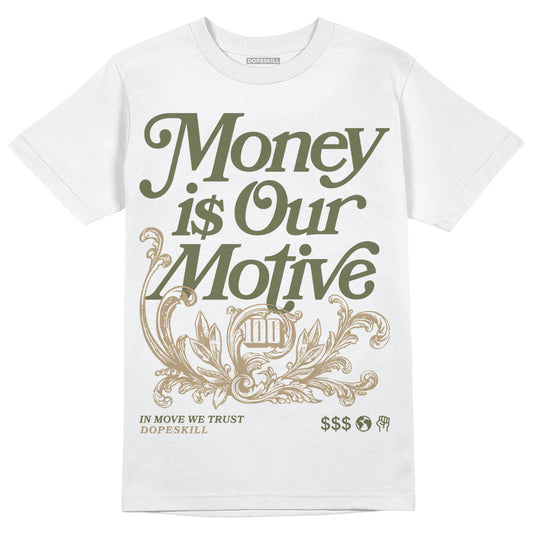 Air Max 90 Ballistic Neutral Olive DopeSkill T-Shirt Money Is Our Motive Typo Graphic Streetwear - White