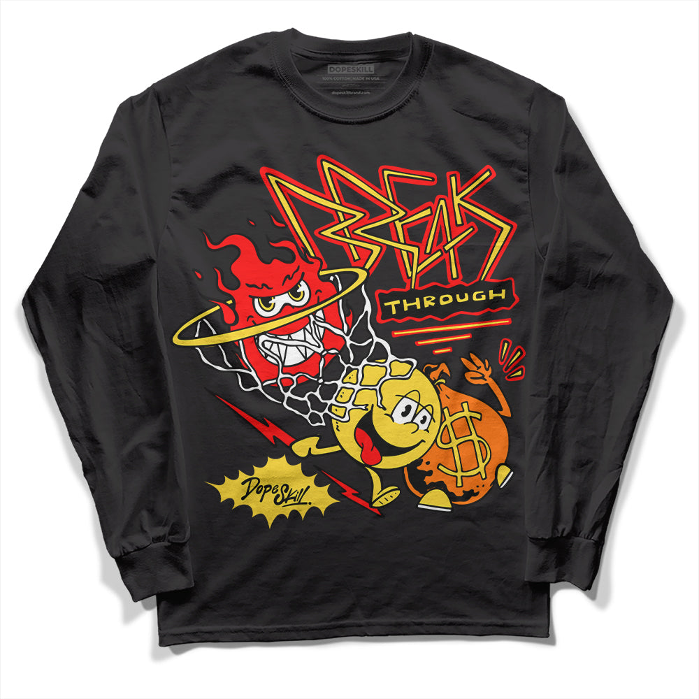Jordan 4 Thunder DopeSkill Long Sleeve T-Shirt Break Through Graphic Streetwear - Black