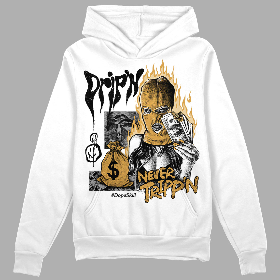 Jordan 11 "Gratitude" DopeSkill Hoodie Sweatshirt Drip'n Never Tripp'n Graphic Streetwear - White