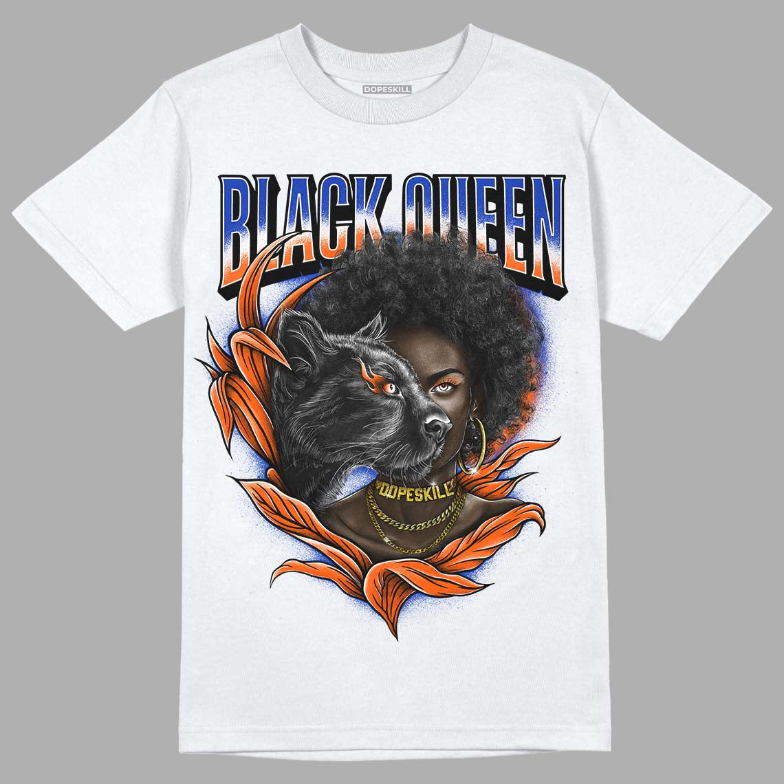 Dunk Low Futura Orange Blaze DopeSkill T-Shirt New Black Queen Graphic Streetwear - White