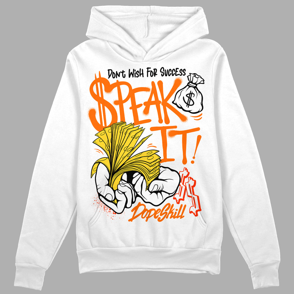 Jordan 4 Thunder DopeSkill Hoodie Sweatshirt Speak It Graphic Streetwear - White