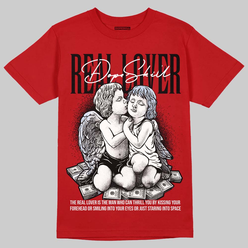 Jordan 5 Retro Fire Red Black Tongue (2025) DopeSkill T-Shirt Real Lover Graphic Streetwear - Red