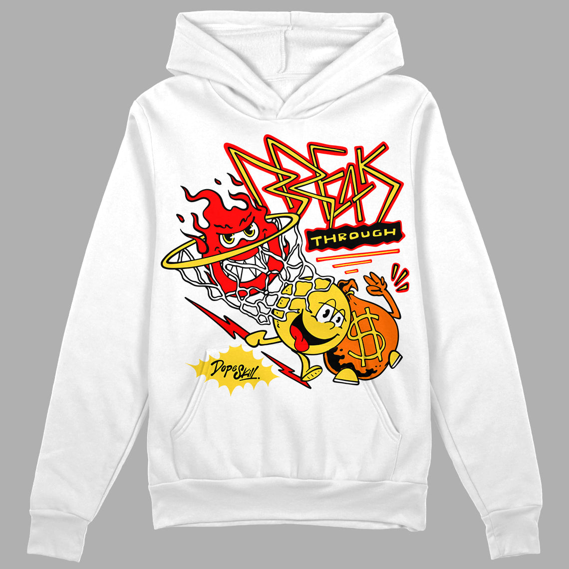 Jordan 4 Thunder DopeSkill Hoodie Sweatshirt Break Through Graphic Streetwear - White