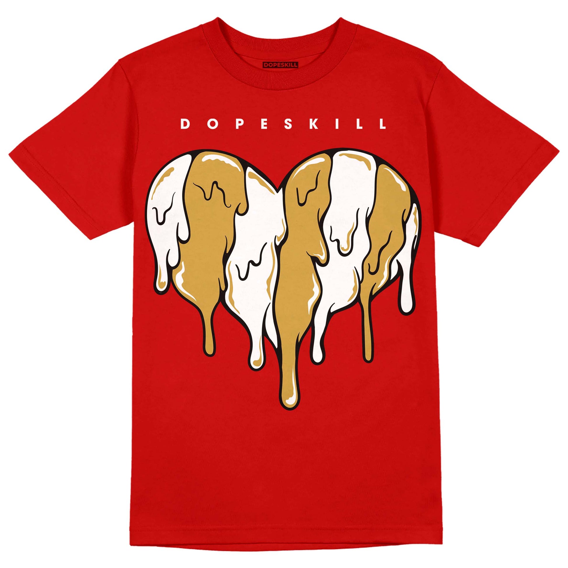 Red Sneakers DopeSkill Red T-shirt Slime Drip Heart Graphic Streetwear